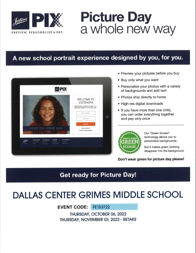 DCGMS's tweet photo. October 6th is coming soon and middle school students will be having their picture taken.  Please see attached for information. https://t.co/FyIlDZC2KA