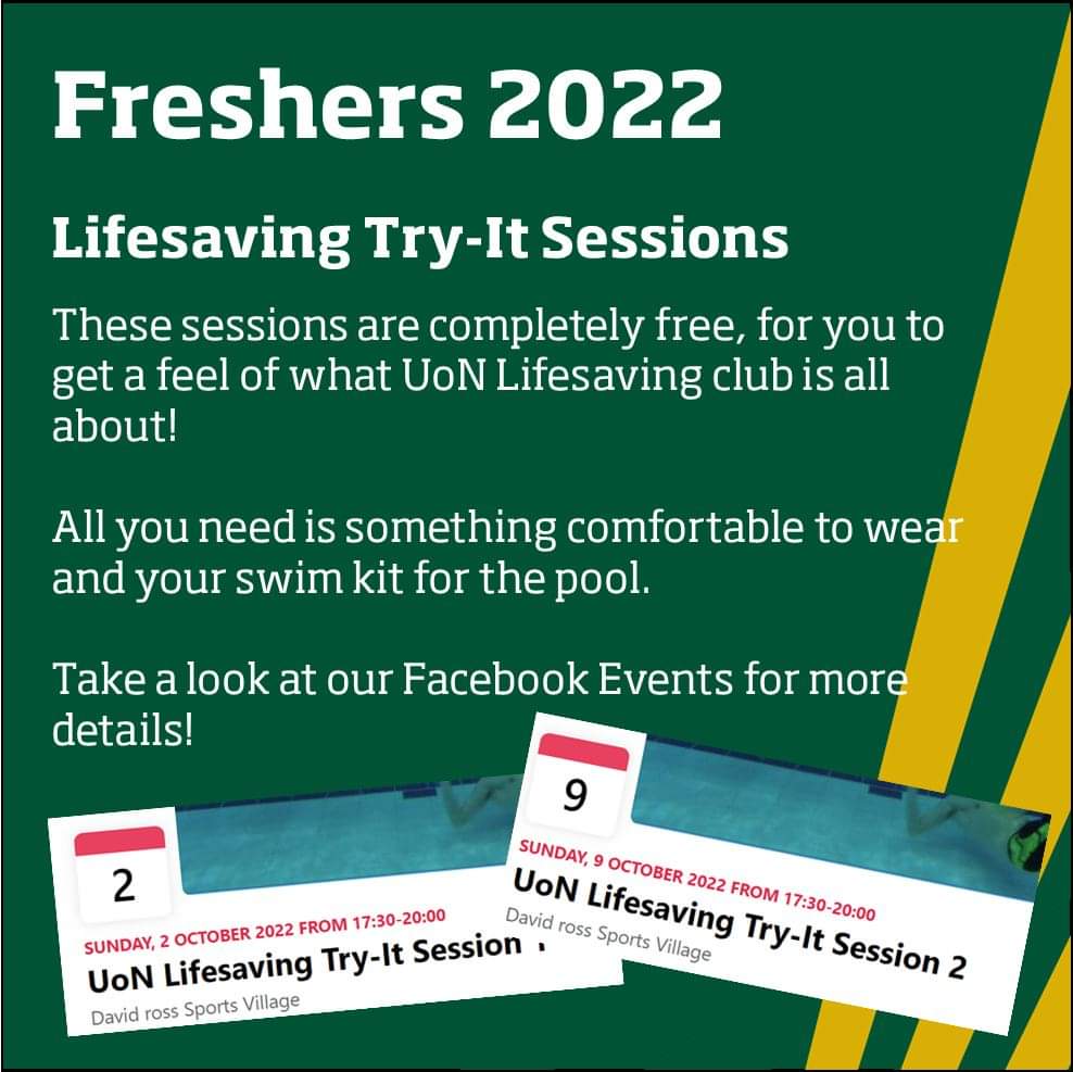 Here's what we're up to over the next couple of weeks!
💚💛💚💛
Come say hi at the Welcome Fair, take a look at our Insta story, or come along to a free Try-It session!

Looking forward to meeting everyone!

#greenandgold 
<a href="/UoNSport/">University of Nottingham Sport</a>