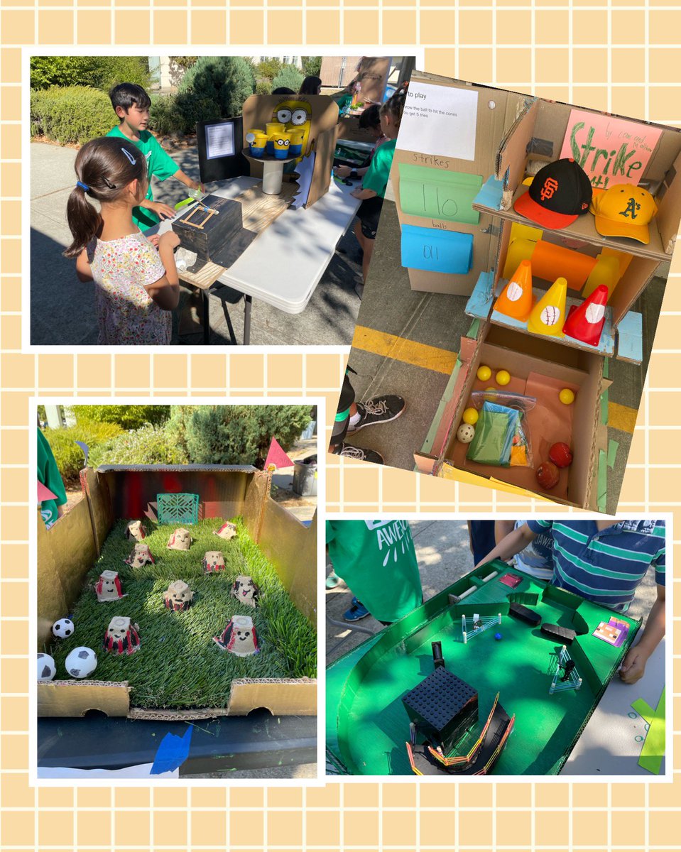 What a fabulous day! Third grade @Walnut_Acres ss worked all month creating and engineering a cardboard game. Kinder-2nd grade came to play! @MtDiabloUSD @TeacherCatt @diebel07 @StephPerham #cainesarcade
