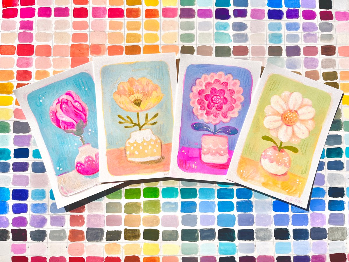 rowan_sugar's tweet photo. Fresh batch of original paintings to sell at the PDX Moon Market tomorrow! https://t.co/YB3xEWNC6Q