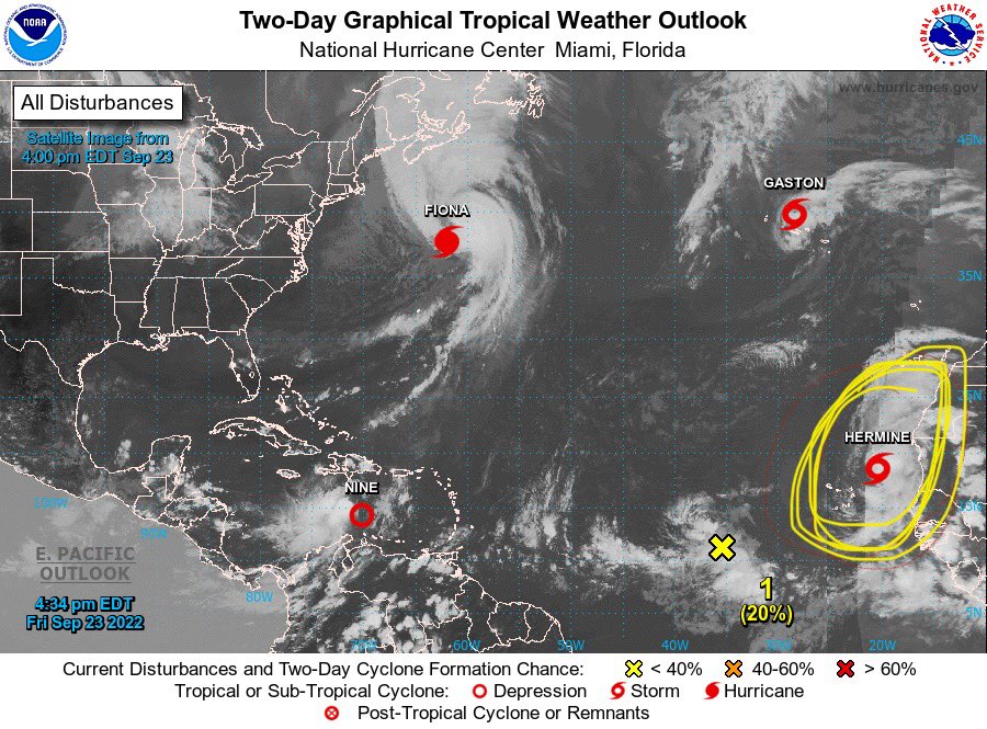 MakeItRainShane's tweet photo. Took a nap and just woke up to find Tropical Storm #Hermine developed…but it’s not in the Caribbean. Tropical Depression Ten was able to get more organized to become the next named system. This means Tropical Depression Nine will become #Ian once it organizes more. https://t.co/p3O7NEYzV2