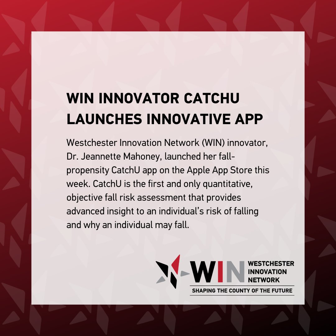 Westchester Biz (@westchesterbiz) on Twitter photo <a href="/CatchU_b4_UFall/">CatchU_b4_UFall</a> is now available on the Apple App Store! WIN innovator Dr. Jeannette Mahoney created this fall-propensity app to give providers an app based test to determine a senior's ability to integrate multisensory information. #win #innovation <a href="/CatchU_b4_UFall/">CatchU_b4_UFall</a> is now available on the Apple App Store! WIN innovator Dr. Jeannette Mahoney created this fall-propensity app to give providers an app based test to determine a senior's ability to integrate multisensory information. #win #innovation