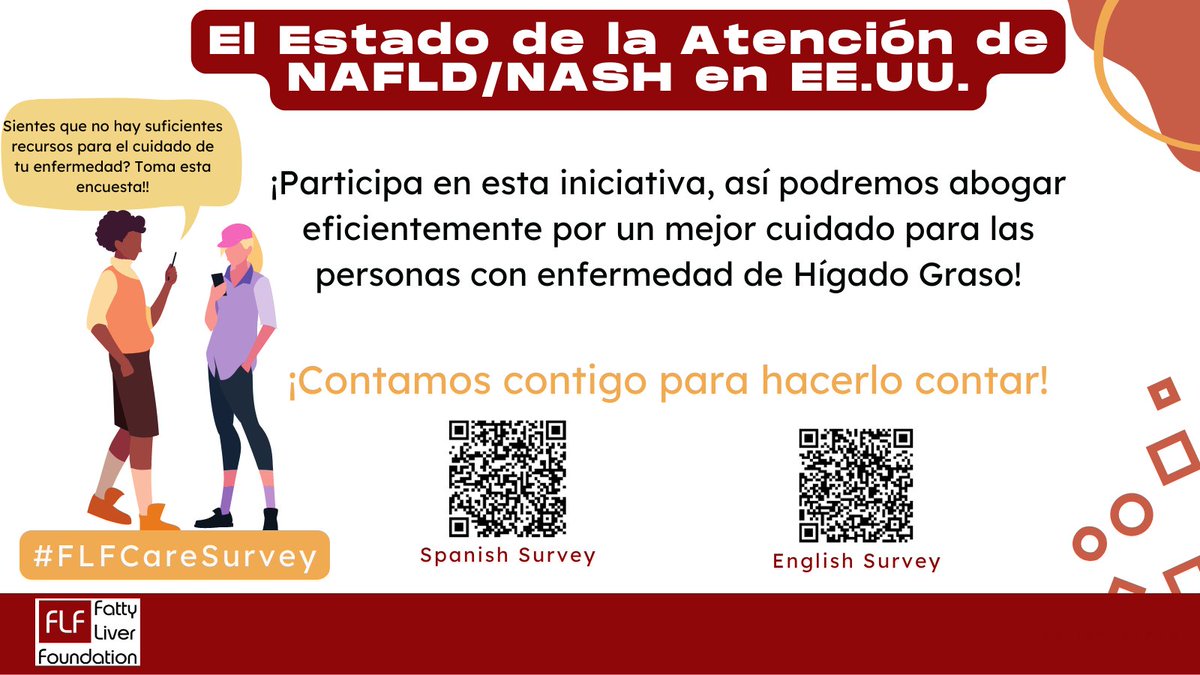 Necesitamos tu ayuda! Para muchos pacientes con #NAFLD #NASH las brechas en el sistema de salud son una barrera que limita la habilidad de obtener la atención que necesitan. Comparte #FLFCareSurvey con los pacientes para que compartan su experiencia aquí!➡️bit.ly/3BJZU7L