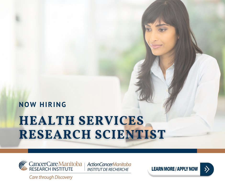Career Opportunity!

Be part of a research community that is truly making a difference. Begin your new career at CancerCare Manitoba Research Institute as a Health Services Research Scientist.

Learn more and apply bit.ly/3DQrFOu  

#healthequity #cancerresearchjobs