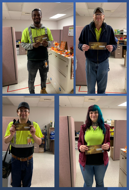 BravoGroupNews's tweet photo. Here's to our outstanding BRAVO! weekend team who were recognized for presenting a beautifully clean facility at the P&amp;G site in PA during recent client tours.  Pictured clockwise from top left are:  Antuan Robinson, Brian Cory, Casey Hoover, and Daniel Senter. We appreciate you! https://t.co/GHHVFXHPwd