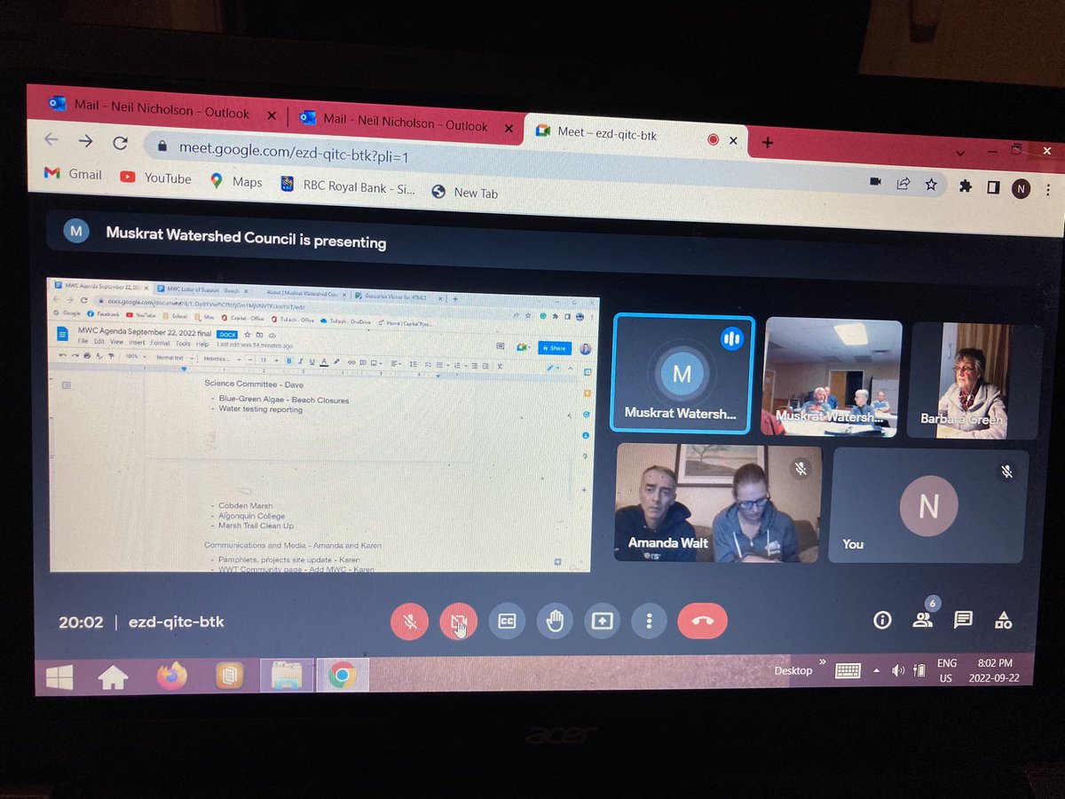 A shot from last night’s @themuskratwatershedcouncil Mtg.  It was a hybrid mtg so I could join from home and keep from spreading my cold.  Incredible to see what this mighty grp of volunteers can do. Community grps like this are a priority for me. #nicholsonforwhitewatermayor