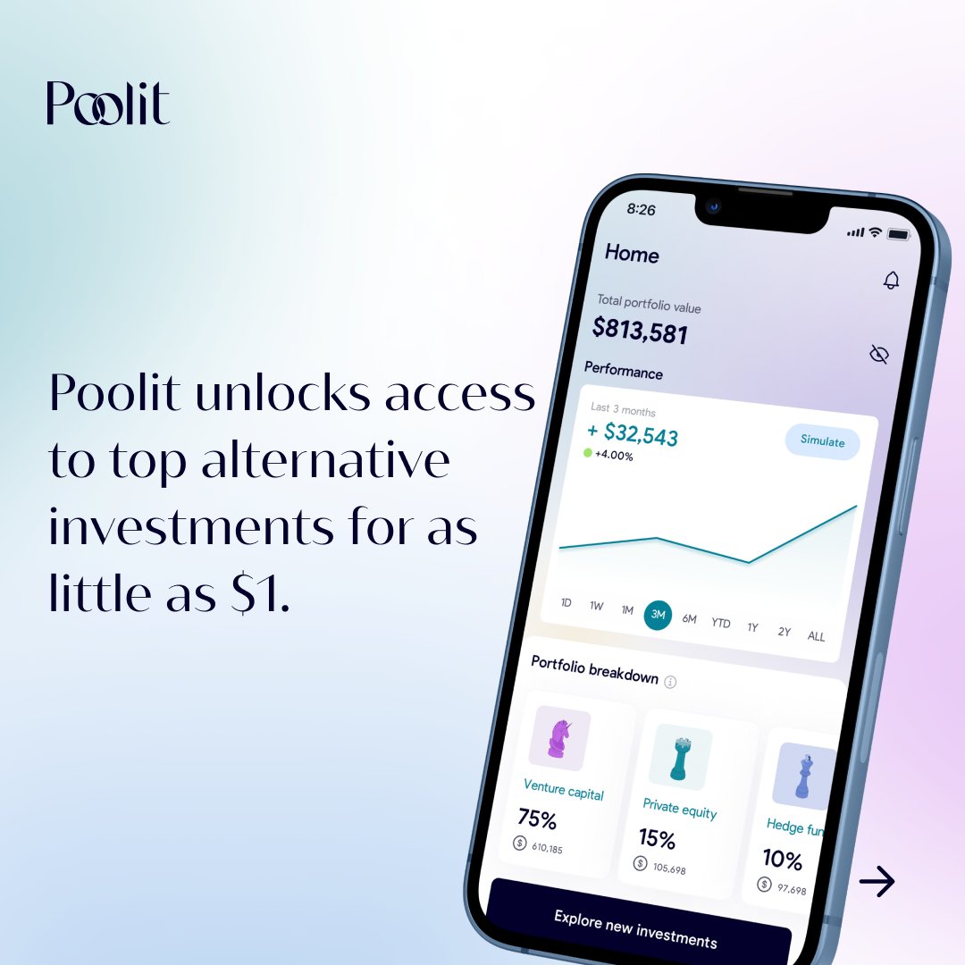 thepoolit's tweet image. Poolit unlocks access to top alternative investments for as little as $1.

Build your wealth. Realize your potential. Click the link in our bio to learn more and sign up for early access.

#poolit #alt #investment #alternatives #investing #privateequity #venturecapital #hedgefund