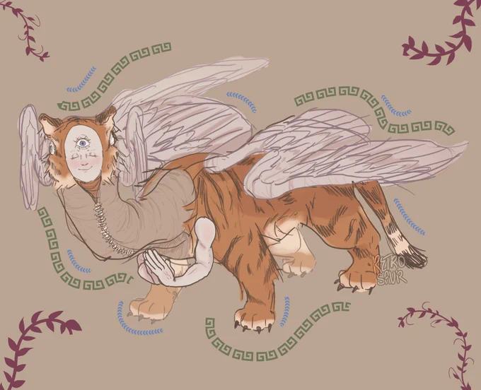 @CR4Sh_K1D i dont use my ocs too often but this creature i still really like her. most of her art is just traditional doodles and the info on that ref sheet is outdated so dont really bother reading it LOL 
but she's an eldritch being/angel. she's generally harmless but will fucking eat you 