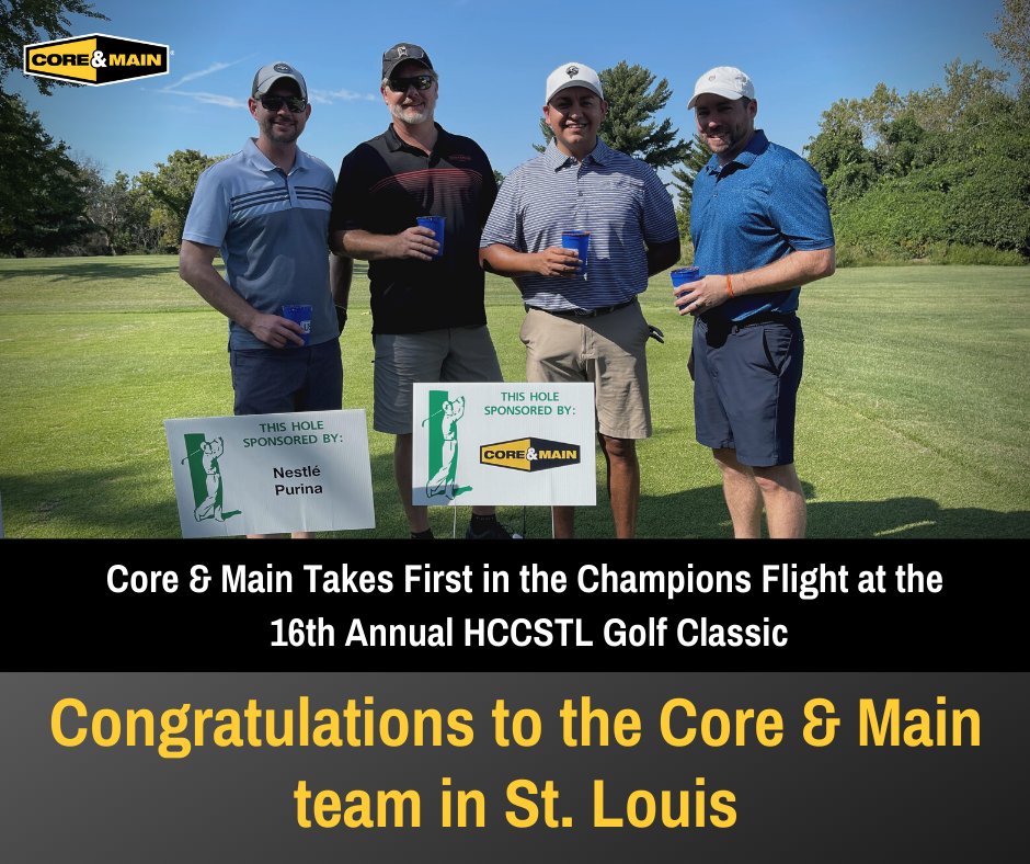 coreandmain's tweet photo. Core & Main recently sponsored the Golf Scramble Team at the 16th Annual HCCSTL Golf Classic! Congratulations to Core & Main team for taking first place in the Champions Flight. Great work!
#HCCSTL #GolfClassic https://t.co/J0dpAjhpH0