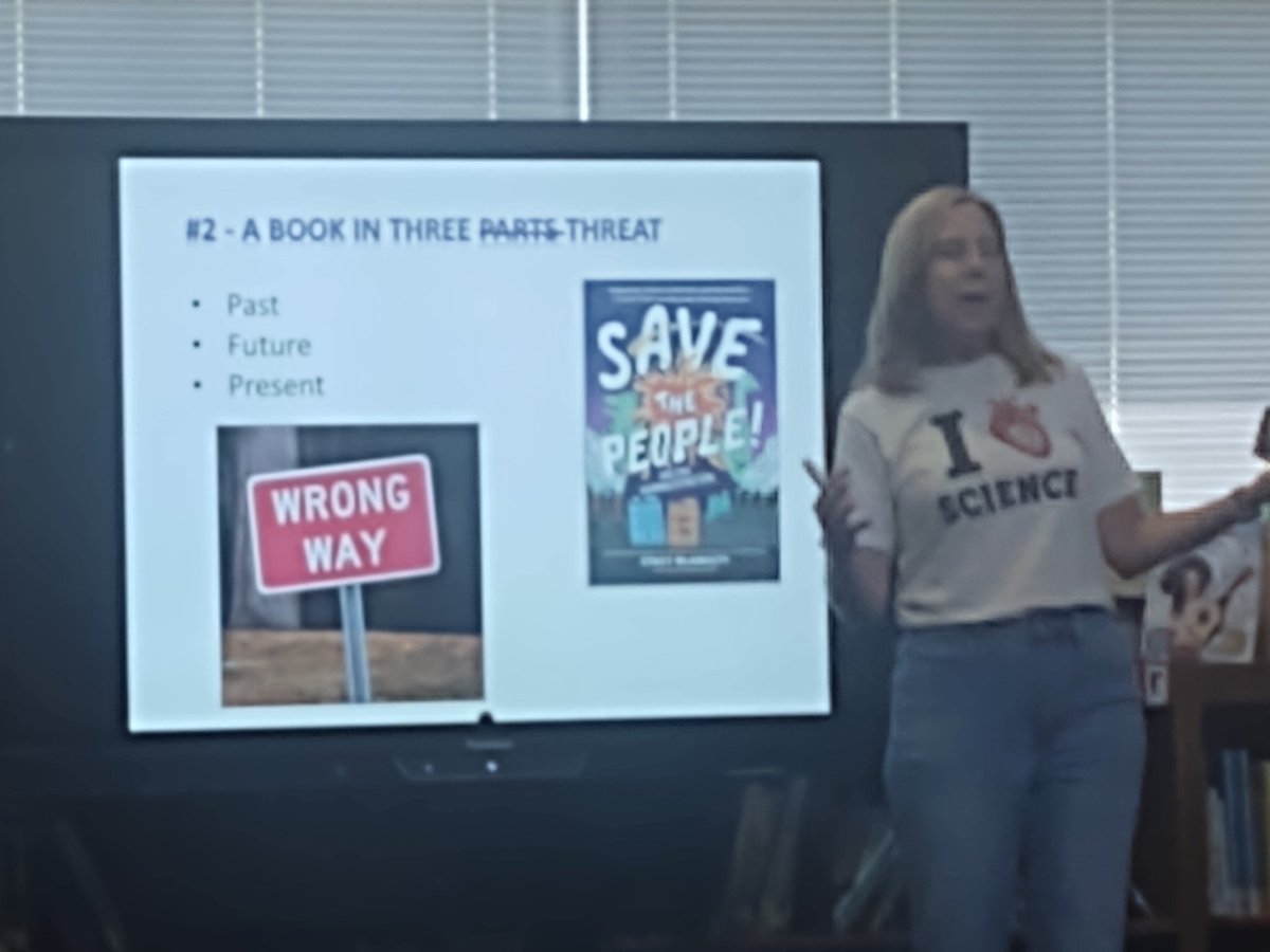 LisaCrede's tweet photo. Our fourth graders loved their visit with @stacymcanulty today. She shared her new nonfiction chapter book, Save the People: Halting Human Extinction, along with her love of science and creativity! Thanks @BookmarksNC for making it happen #MooreTogether, @moore_magnet https://t.co/0jGjnBkxfF