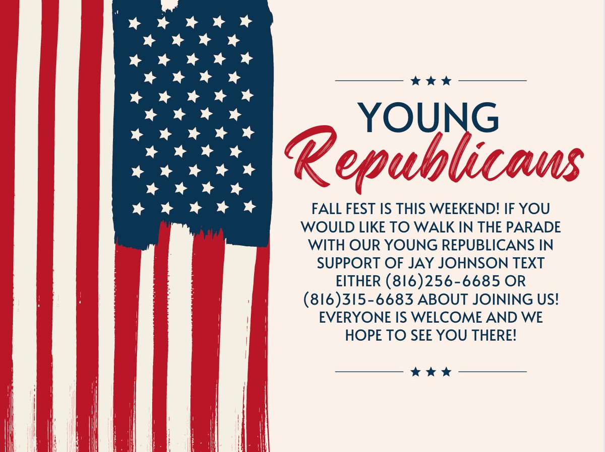 JaysRepublicans's tweet photo. Join us for the Fall Fest Parade tomorrow morning at 10:30 to walk in support of Jay Johnson! https://t.co/s8T6XwodEg