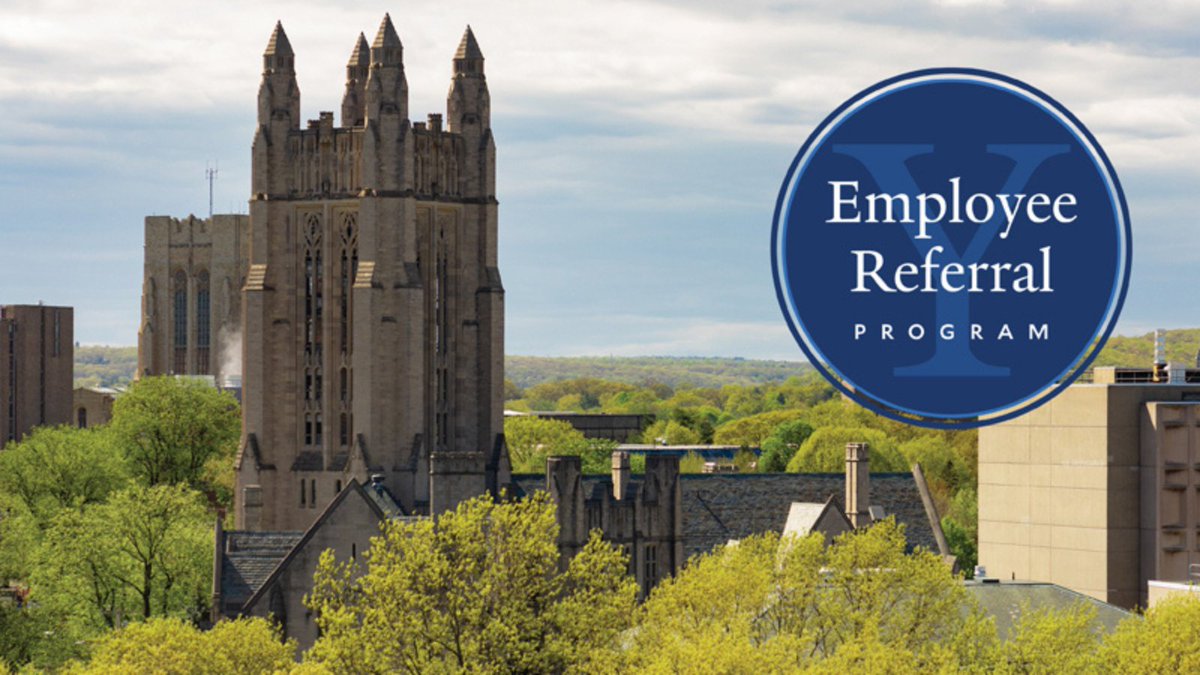 YaleNursing's tweet photo. Yale is offering a referral award of $1,500 to $2,000 to employees who help bring talented professionals to the university. Full details here: https://t.co/EV28SLEZLf

Check out all of YSN's open staff positions here: https://t.co/fD5nRJmZgN

#WorkAtYale #YaleWestCampus https://t.co/reZXiQYvzT