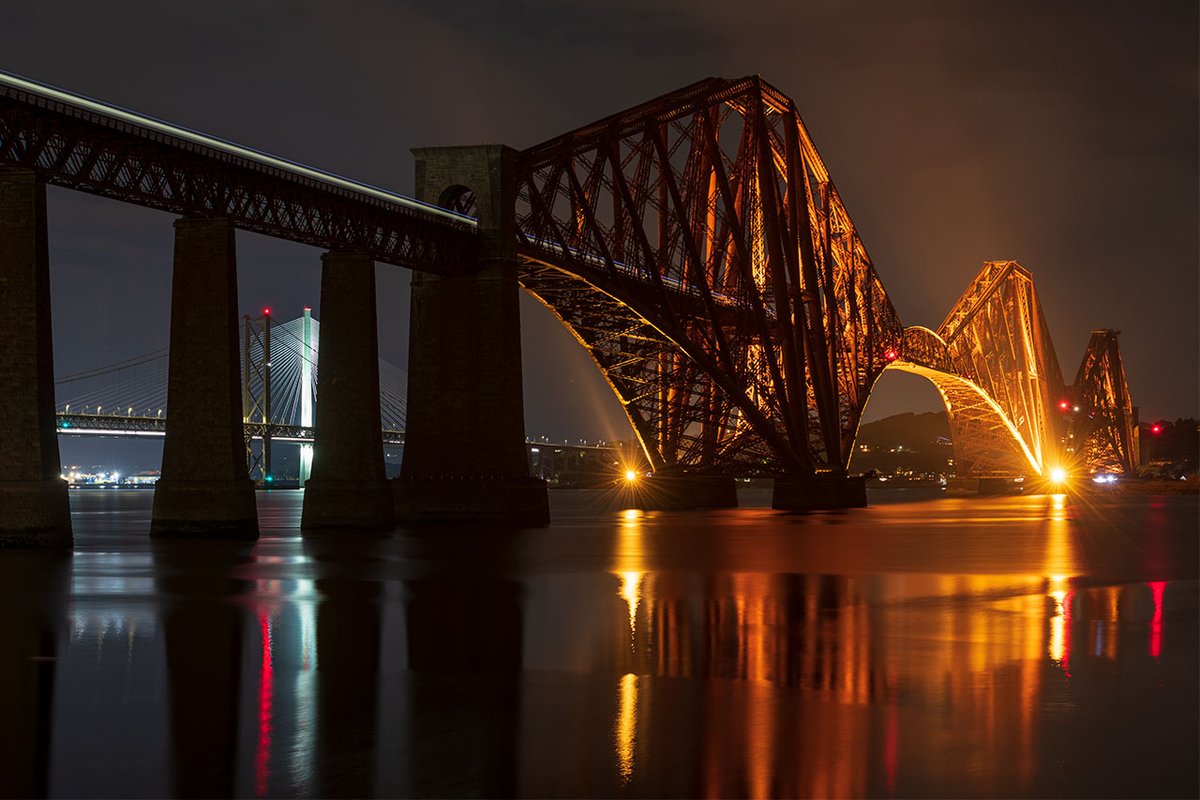 Hear the rattle of the tracks... screech of a seabird...feel breaths of chill air puff across the water...sook in all the curves of velvety darkness... listen to the slow lap of the tide on the rocks as the light seeps slowly from the sky...a Forth Bridge Dusky Cocktail