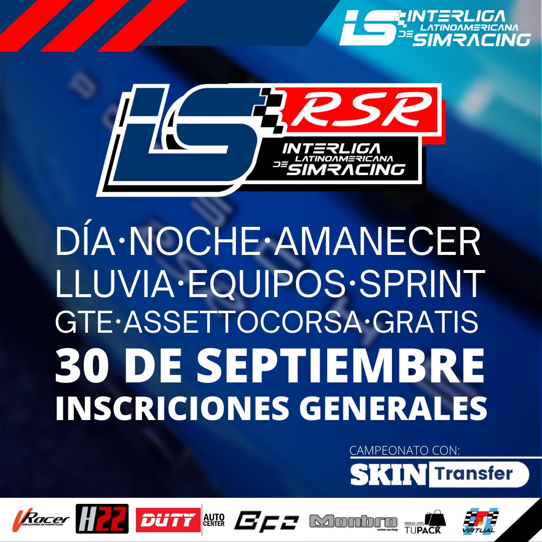 🏆 Campeonato de Equipos: Desafío RSR

👥 Campeonato enfocado exclusivamente en equipos, donde lo importante es trabajar juntos para obtener los mejores resultados.

📋 Inscripciones Generales: 30 de septiembre 2022, en ils.ar

Reglamento: docs.google.com/document/d/1wz…