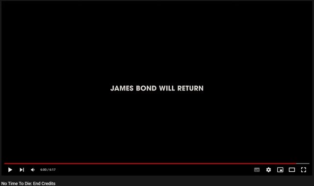 a_sdfgbv's tweet photo. @ryanyoung86 @ladbible Literally says “James bond will return” at the end of No Time To Die. https://t.co/7ueBc8J7Y8