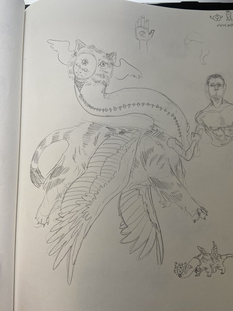 @CR4Sh_K1D i dont use my ocs too often but this creature i still really like her. most of her art is just traditional doodles and the info on that ref sheet is outdated so dont really bother reading it LOL 
but she's an eldritch being/angel. she's generally harmless but will fucking eat you 