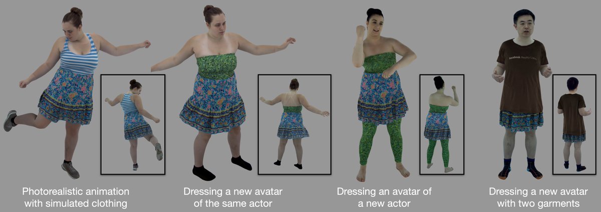 BreannanSmith's tweet photo. Check out @DonglaiXiang's cool new @SIGGRAPHAsia 2022 paper on combing learned appearance models with physically-based clothing simulations. Awesome looking results! https://t.co/tAH17usJc7 https://t.co/cu7zUlOhEb