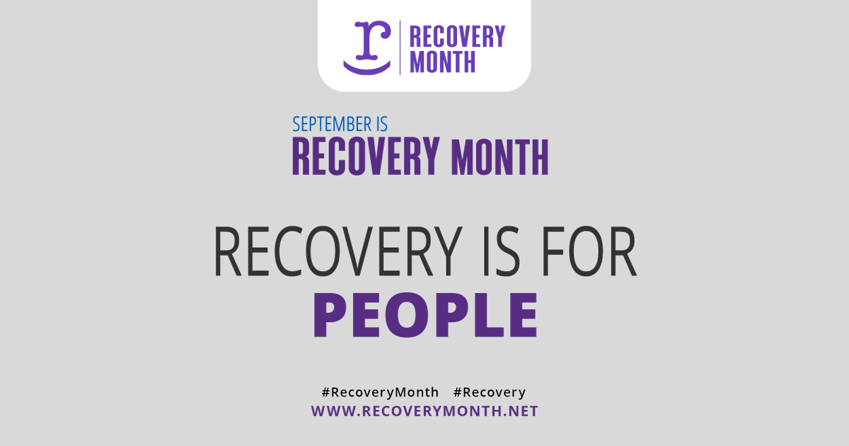 recoverymonthfv's tweet photo. Recovery is not a universal experience or a single journey. We recognize that there are as many pathways to & of recovery as there are people.
Share your recovery stories using #MyRecovery
#RecoveryIsForPeople #RecoveryMonth https://t.co/VZntN5F3yl
