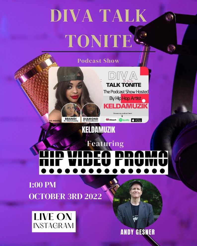 DigzMediaGroup's tweet image. We can’t wait for our next #DivaTalk podcast with @hipvideo! We will be speaking to the president and founder of HipVideo, Mr. Andy Gesner. We will discuss the ins and outs of the music industry, and what’s the best way for artists to promote themselves globally.