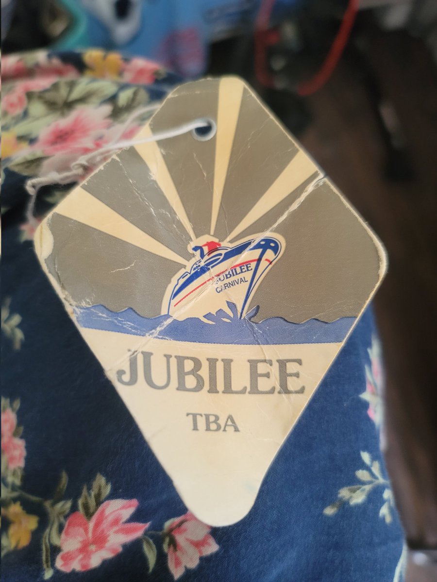 Jnt1980's tweet photo. Hey @CarnivalCruise do I get a prize for for still having this??? My Honeymoon cruise tag from 21 years ago, my first cruise ever on the #carnivaljubilee 😍 #carnivalcruise #honeymooncruise #Honeymoon #21years #vintage #jubilee #prizeworthy https://t.co/d16pFHjilv