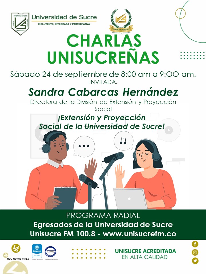 Unisucrefm1008's tweet photo. @Unisucre a través de la coordinación de Egresados te invita a escuchar Charlas Unisucreñas, programa institucional de nuestros egresados, que se transmite por los 100.8 FM de Unisucre Fm 1008 y https://t.co/xYAktAzFMq

¡Sintonízanos!

#YoEscuchoUnisucreFMStereo https://t.co/K30Y4OuRhL