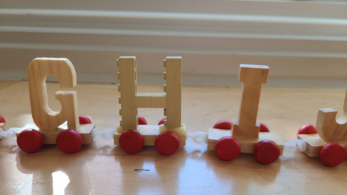 It's the little things. My new alphabet train is missing the letter 'H'. The amazing <a href="/MilovanBoskovi5/">Milovan Boskovic</a> noticed &amp; made me a new letter from Lego &amp; glued it in place for my students to enjoy. Always going out of his way to help staff &amp; students. <a href="/CUPE2544/">Cupe2544</a> <a href="/KenolliePS/">Kenollie P.S.</a>