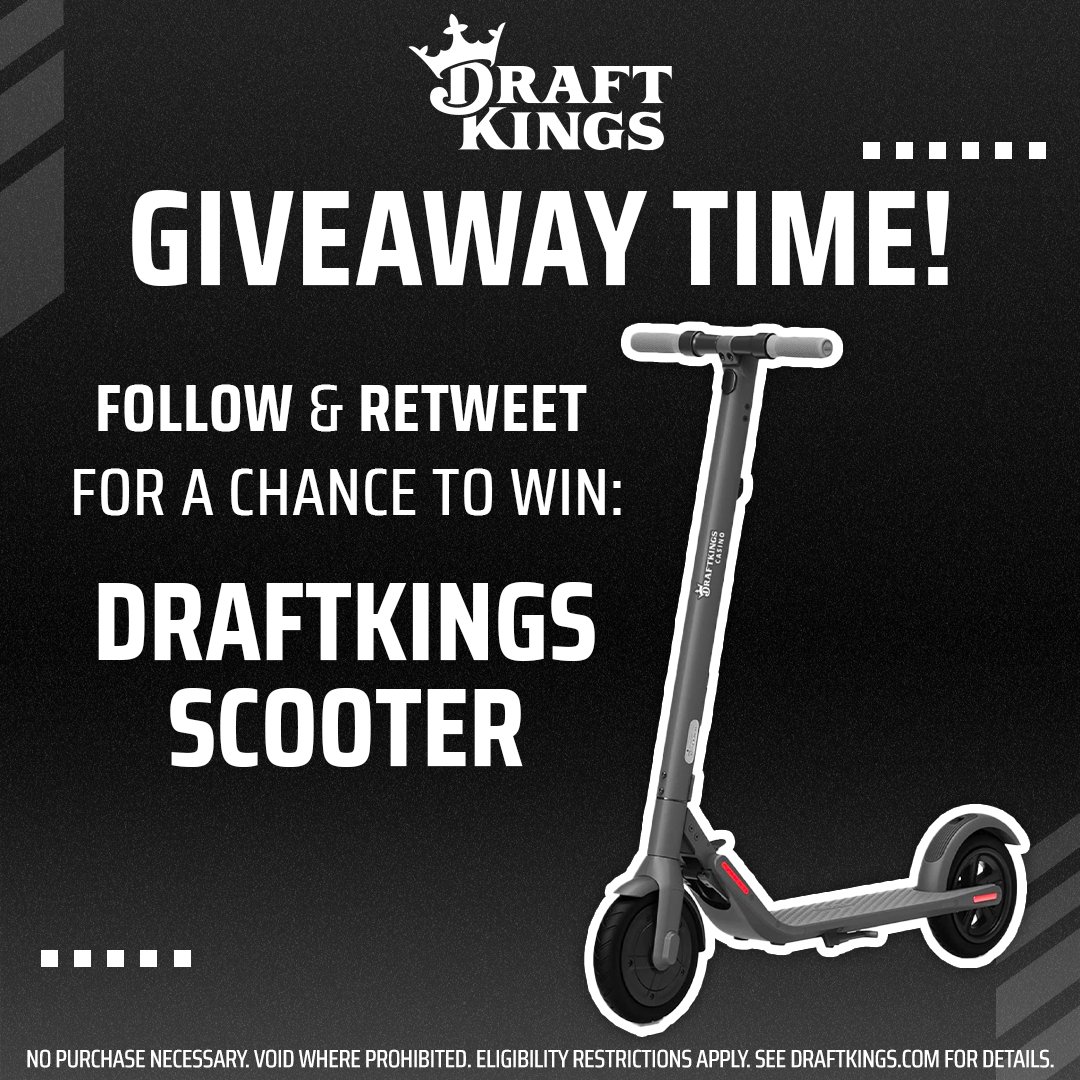 DKCasino's tweet image. Happy Friday! Are you ready for a giveaway? We’re giving away a DraftKings scooter!

To enter, simply:
1. Follow @DKCasino. 
2. Retweet this tweet

Terms and conditions apply (Ends 9/25): bit.ly/3fiXtRG