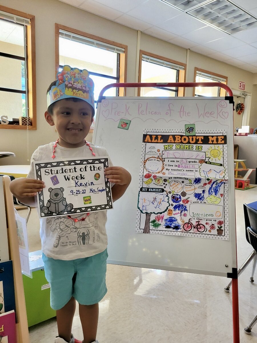 SO proud of our Pre-K Pelican of the Week! He is such a kind, respectful and hardworking Pelican!👏🥰👍⁦<a href="/PoincianaCCPS/">Poinciana Elementary</a>⁩ ⁦<a href="/CCPS_PRE_K/">Collier County Public Schools PRE-K Programs</a>⁩