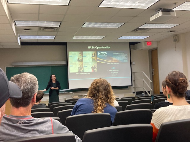 We were so excited to have an alumnus of our program, Dr. Kathleen Miller, present to our graduate seminar today! Dr. Miller currently works at NASA as a Research Scientist and it was an amazing opportunity to see what alumni of our program go on to do!