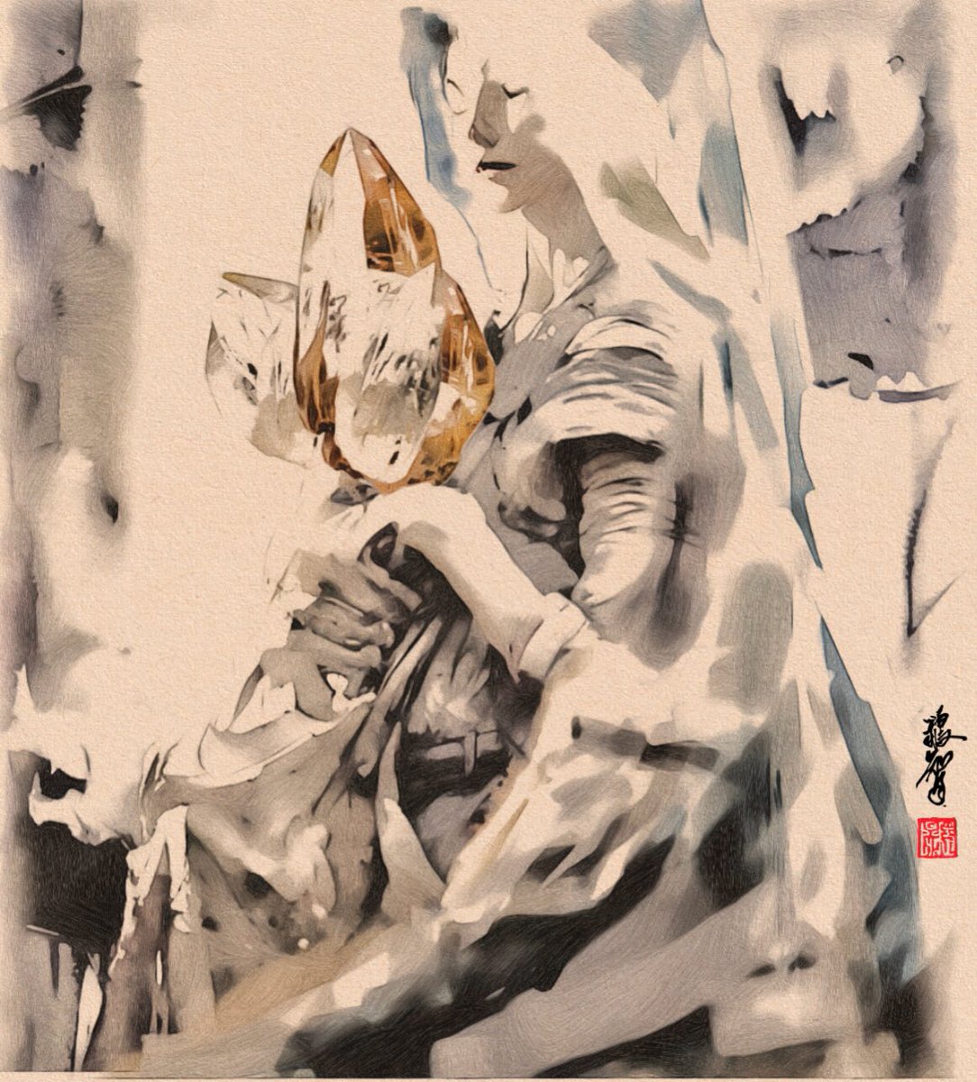 【ヒマラヤ水晶を持つ女】
2022年作品。

めっちゃ時間かけて何度も描き直したけど、結局ボツになった作品。

個人的には思い入れが強くて気に入っている。