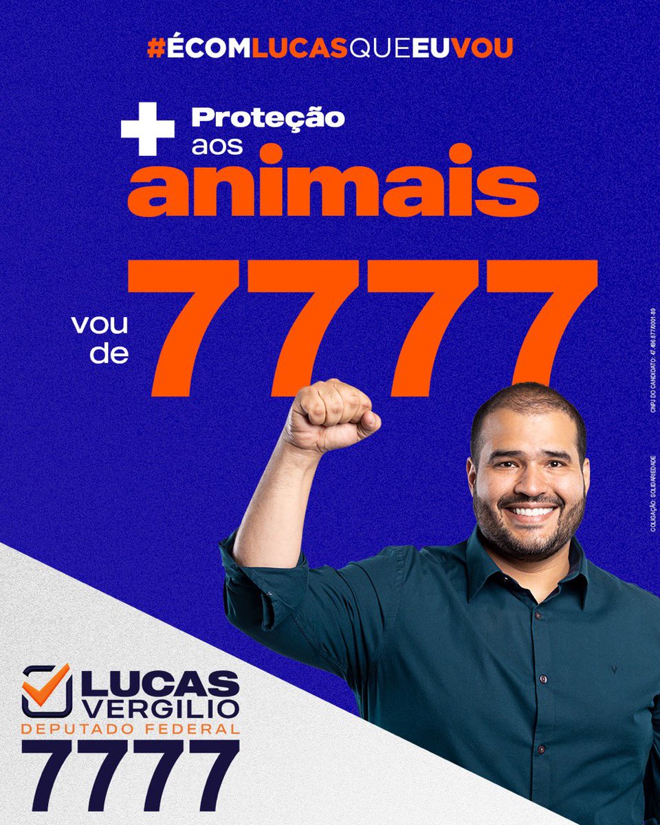 LucasVergilioGO's tweet photo. A DEFESA DOS ANIMAIS É UMA QUESTÃO DE HUMANIDADE.
Com o seu apoio, vamos continuar nosso trabalho.

Para deputado federal, vem de 7777! 

#ÉcomLucasqueeuv https://t.co/UVU2UeEXLR