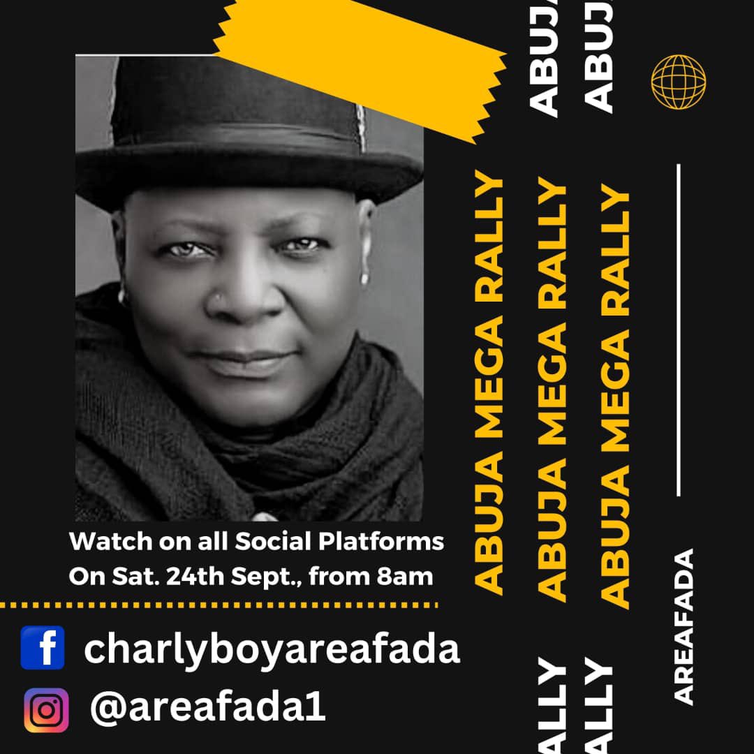 We will be live on Instagram tomorrow,
@areafada1 
24th September 2022
9am join us.

Watch the Mega Rally.