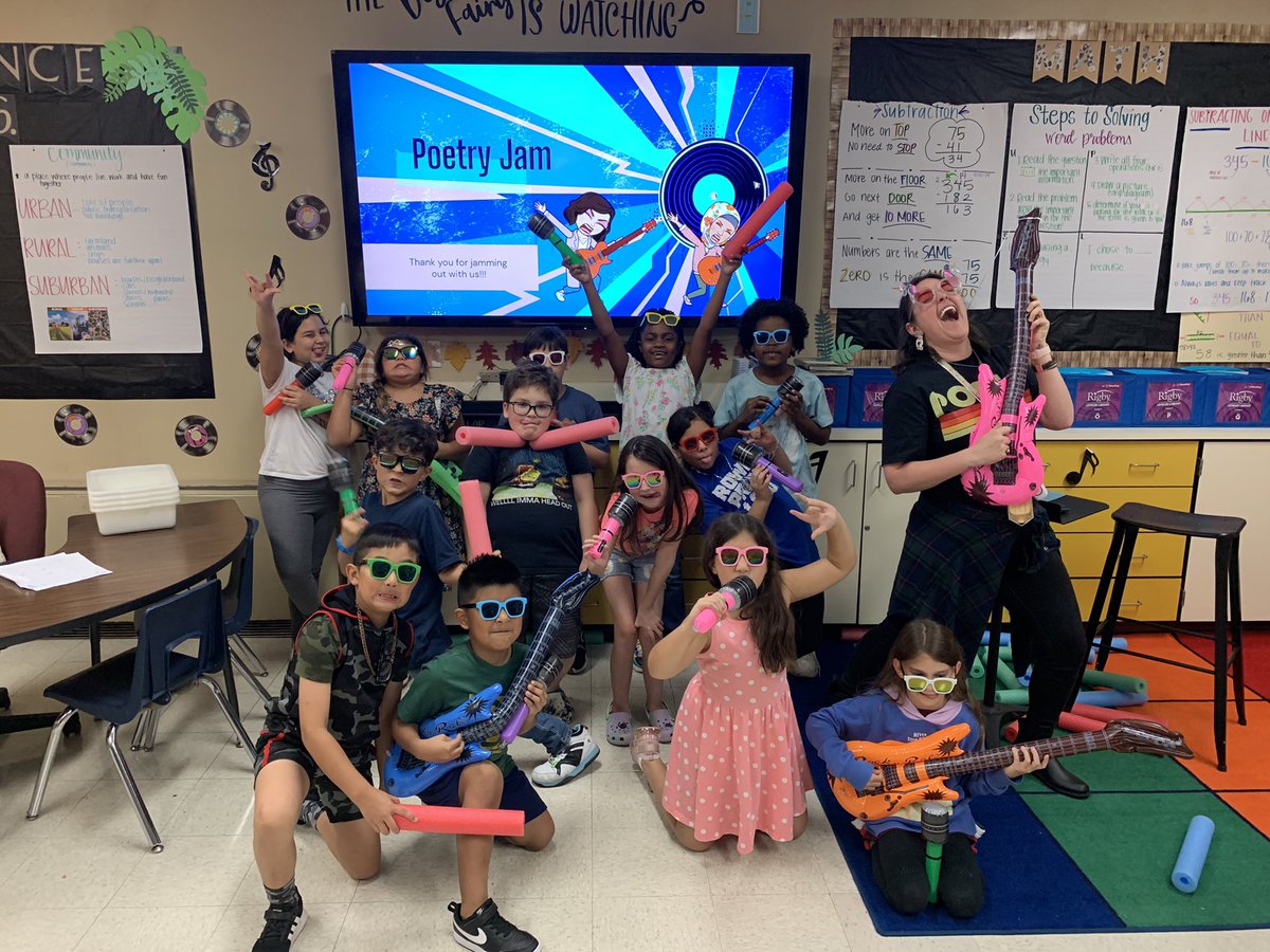 We took a two week concert tour going through all the elements of poetry! Today was our final Poetry Jam and we had the best time reviewing and presenting our poems!🤘🏻🎸 #Kimballes #Poteetstrong #3rdgradebestgrade