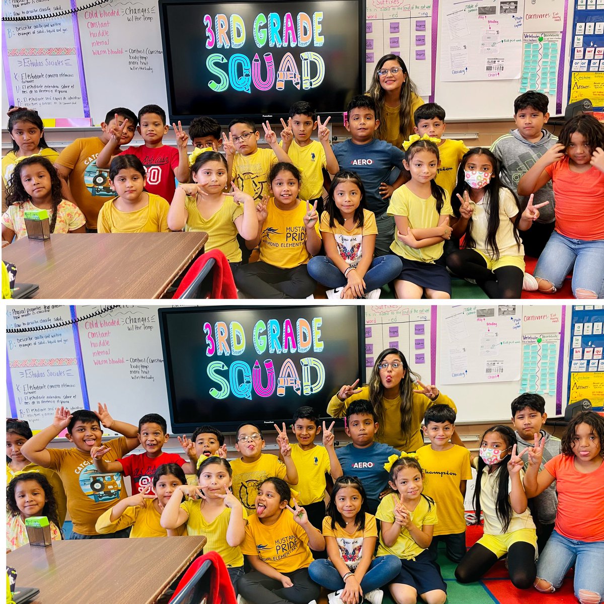 MrsRomero22's tweet photo. Mrs. Romero’s 3rd grade stars 🌟⭐️🌟#team3 #wearyellow #spiritweek #3rdgradesquad ✏️💛🌟@RaymondES_AISD https://t.co/g0Qguosp20
