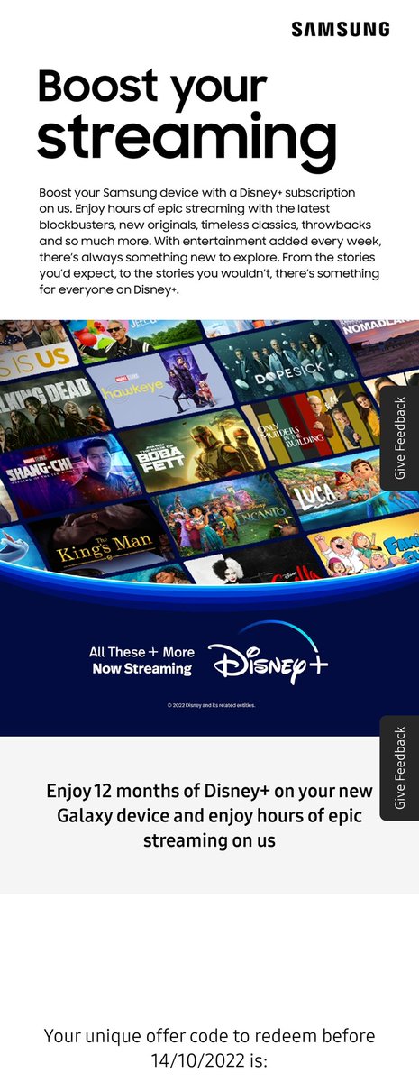 m1bxf's tweet photo. @SamsungUK I'm not quite sure what to do here... Samsung say I can redeem the offer even if I already have a @DisneyPlusUK account, but Disney Plus says NO because the offer is only for new customers 😥
Help? https://t.co/o2hq0NAV4m