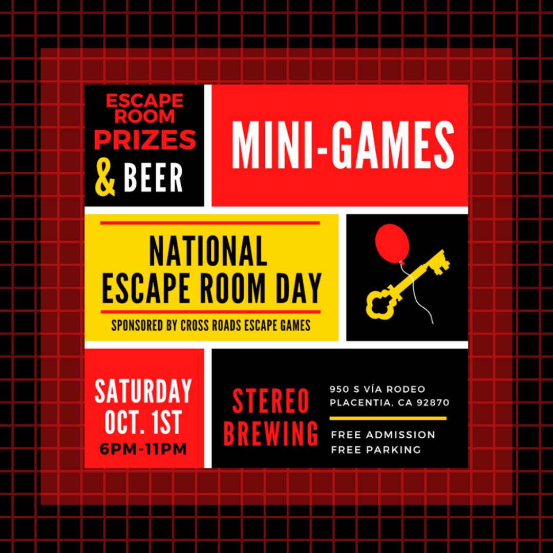square_escape's tweet image. Square Room Escape is coming to Stereo Brewing for the second annual National Escape Room Day! Join us and other escape rooms for a night of minigames, food, and drink! Learn More at ow.ly/KQ0E50KRUki