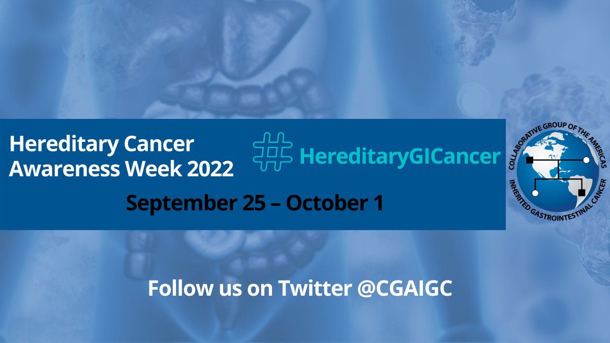 ‼️#HereditaryCancerWeek is starting on Sep 25❗️  

📢Our plans tinyurl.com/yck4n8da

➡️Daily focus on a different #HereditaryGICancer syndrome
➡️Sep 28:  podcast release w/ <a href="/HHampel1/">Heather Hampel</a>  <a href="/MattYurgelun/">Matt Yurgelun, MD</a> <a href="/doctormikehall/">Michael J Hall</a>
➡️Sep 29: joint webinar with <a href="/AmCollegeGastro/">ACG</a> &amp; <a href="/IdosGreg/">GI</a>