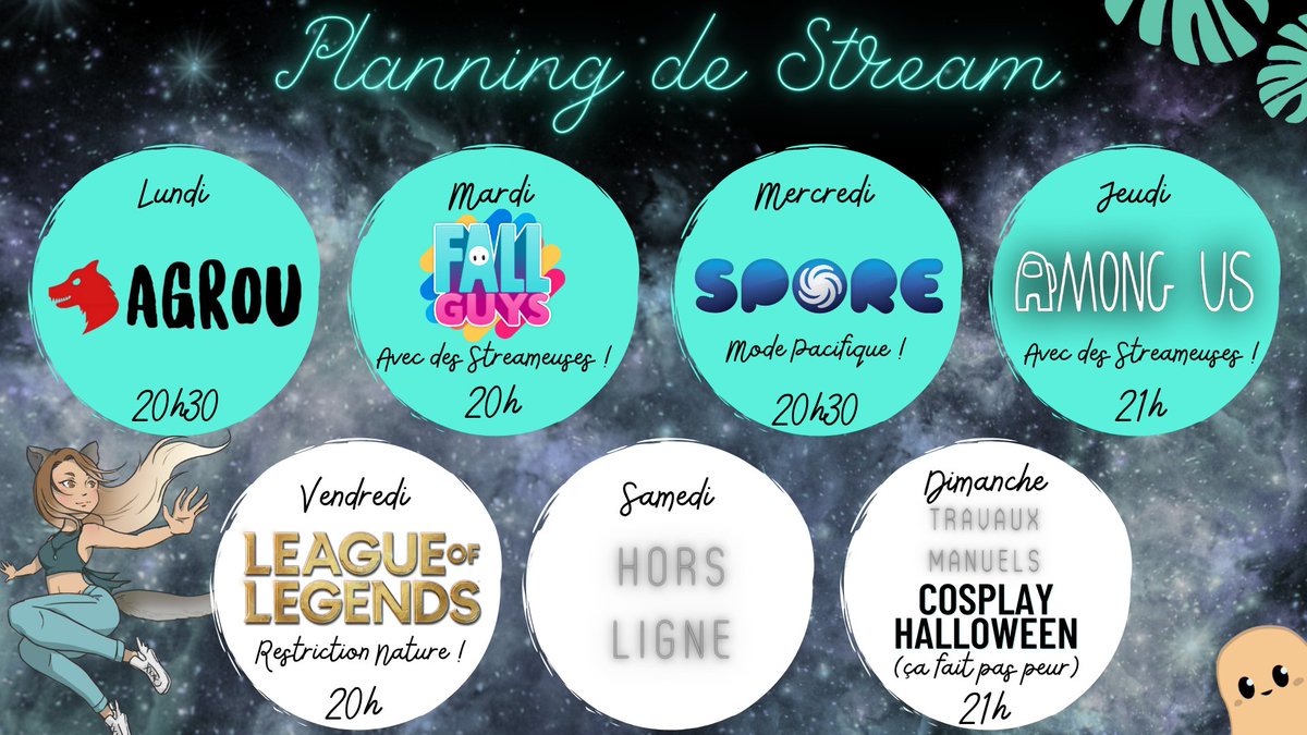 _Mystiphya's tweet photo. Voilà le planning du 26/09 au 02/10 pour les lives caritatifs avec @Stream_Her en collab' avec #GreenPeace et #SoWoods ! 🥰
#twitch #twitchfr #twitchfrance #stream #streamer #streamfrance #streameuse #twichaffiliate #jeuxvideos #LeagueOfLegends #spore #agrou #AmongUs #FallGuys https://t.co/tOW1QhGvS9