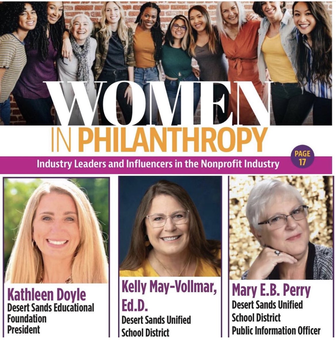 Honored to be included with these women. @DesertSandsUSD #womeninphilanthropy