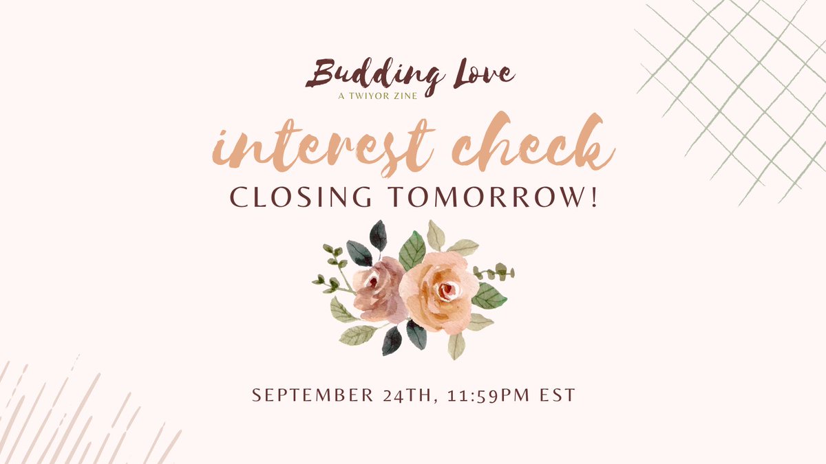 twiyorzine's tweet photo. ONE DAY LEFT!! 💐

https://t.co/vVMqeKvCbU
Make sure you fill out our Interest Check before it ends tomorrow, September 24th at midnight EST!

#SPY_FAMILY #sxf #twiyor #buddinglove https://t.co/kRh79zci4T