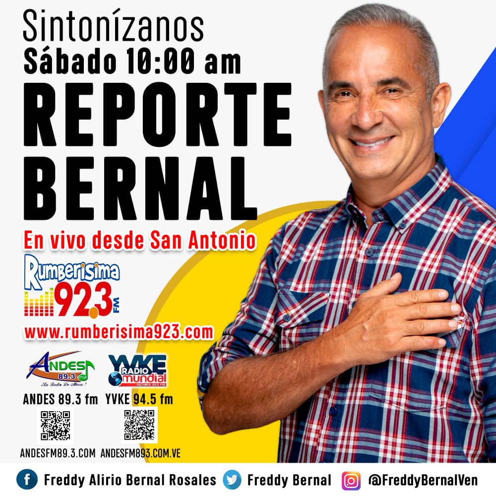 Mañana Sábado #24Sept todos activos con el programa del Gobernador <a href="/FreddyBernal/">Freddy Bernal</a> por la <a href="/YvkeTachira/">Yvke Tachira</a> 94.5 FM desde la frontera en un encuentro entre #Venezuelq y #Colombia #ReporteBernal  de 10 am a 12m
¡Todos a Sintonizar!
<a href="/KaremDeBernal/">Karem Durán de Bernal</a> <a href="/BermudezJoseA/">Bermúdez José</a>
<a href="/Gob_Tachira/">Gobernación del estado Táchira</a>