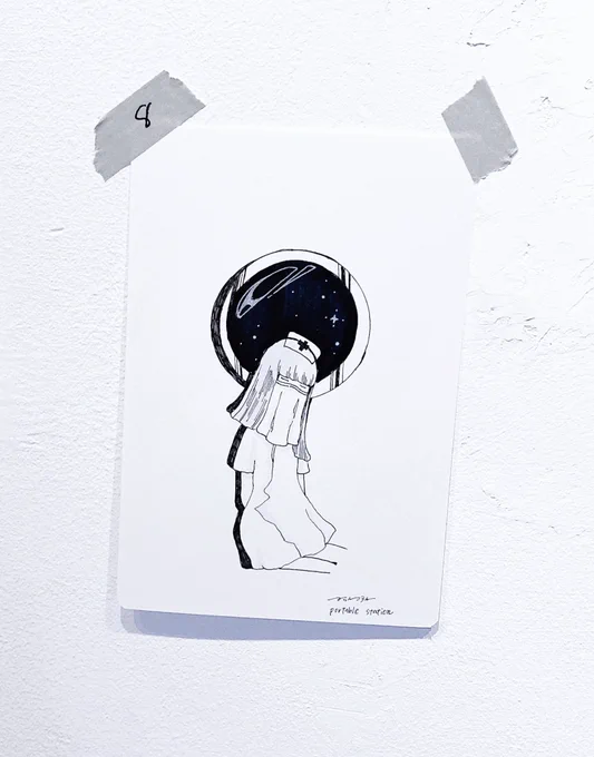 今日も開院しておりますポータブルステーション個展…本日はフリータイムもありますのでこちらでも描いたもの載せます…きらきらほうき星が流れるポータブルステーションの丸窓もまだ販売しておりますので…是非… #ポータブルステーション 