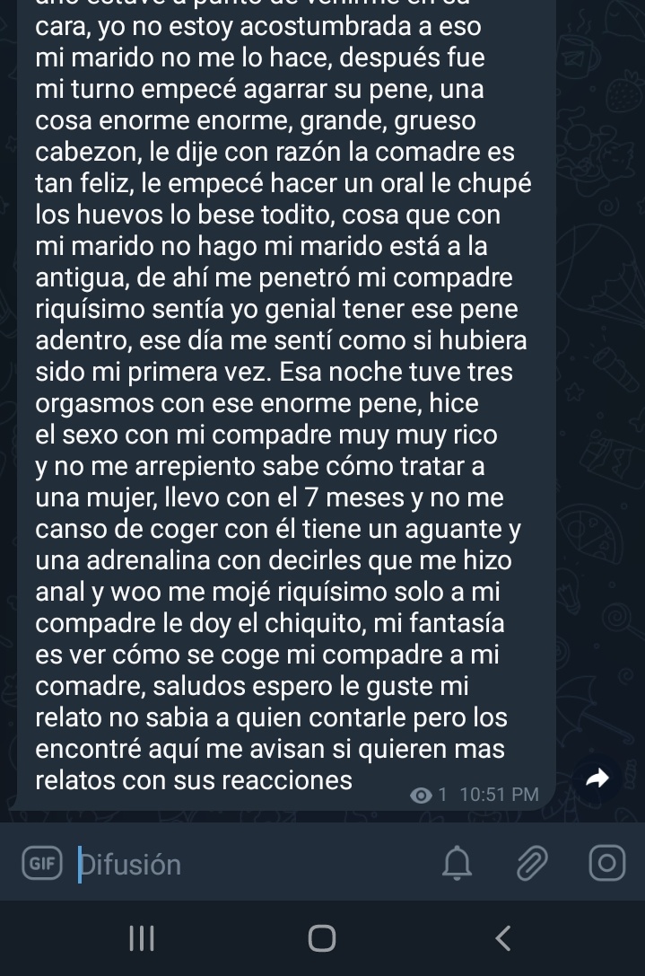 ▶️COMPADRE◀️

Si no te gusta solo ignora, evitar los malos comentarios o burlas. No se puede comprobar la veracidad del relato pero la idea es disfrutar de la lectura.

UNETE AL CANAL DE TELEGRAM
t.me/+5miVFzLDU6s2O…

RT PARA MÁS