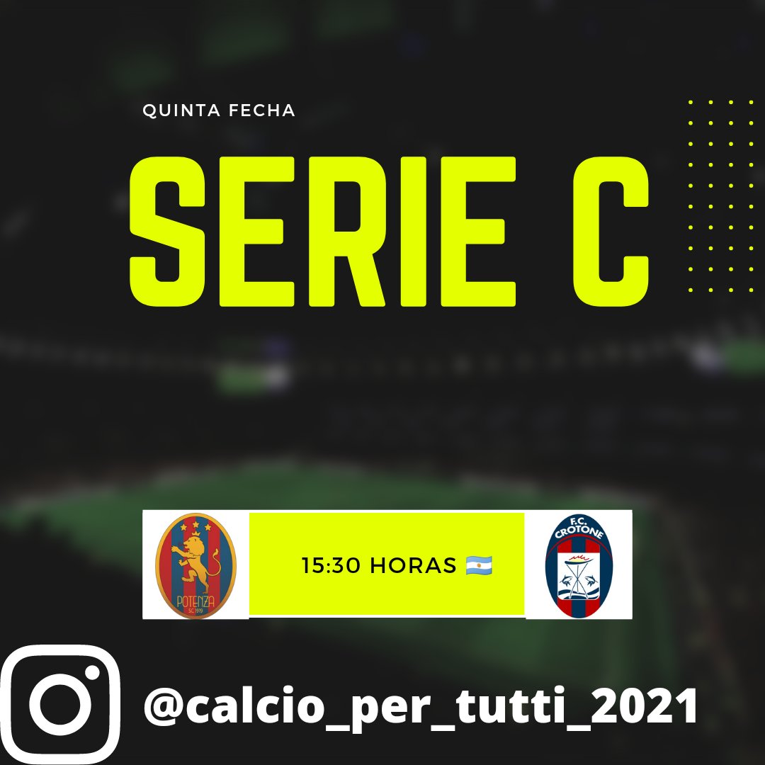 Serie C ⚽️🇮🇹 | Grupo C | Fecha 5

⏰ 15:30 horas 🇦🇷
Potenza 🆚️ Crotone   
🏟 Alfredo Viviani

#SerieC #GrupoC #Potenza #Crotone #PotenzaCrotone