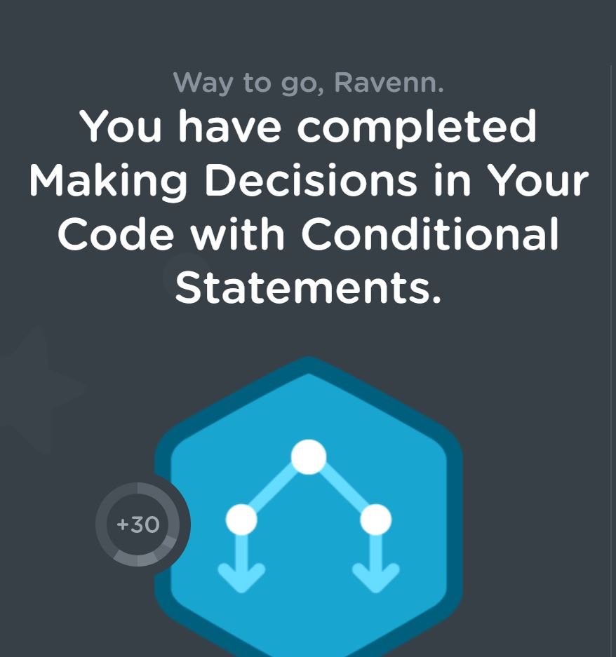 RavennBang's tweet photo. Yay. I still need to practice these more, but I am happy with my progress. #treehouse #javascript https://t.co/B5c3lhOwnH