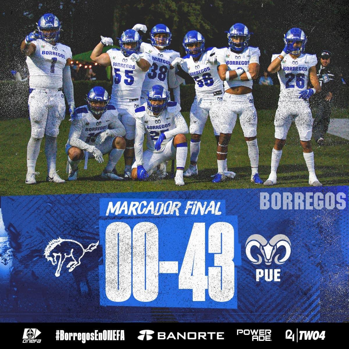 Tercer_Cuarto's tweet photo. SCORE FINAL en el 🏟️ Estadio JJ Pichardo 

🐏 @BorregosPuebla 43
🐎 @_PotrosSalvajes 0

LIGA MAYOR 🇲🇽 ONEFA 2022 

#HablemosDeFootball🗣️🏈 https://t.co/XnuoJ2gVVi