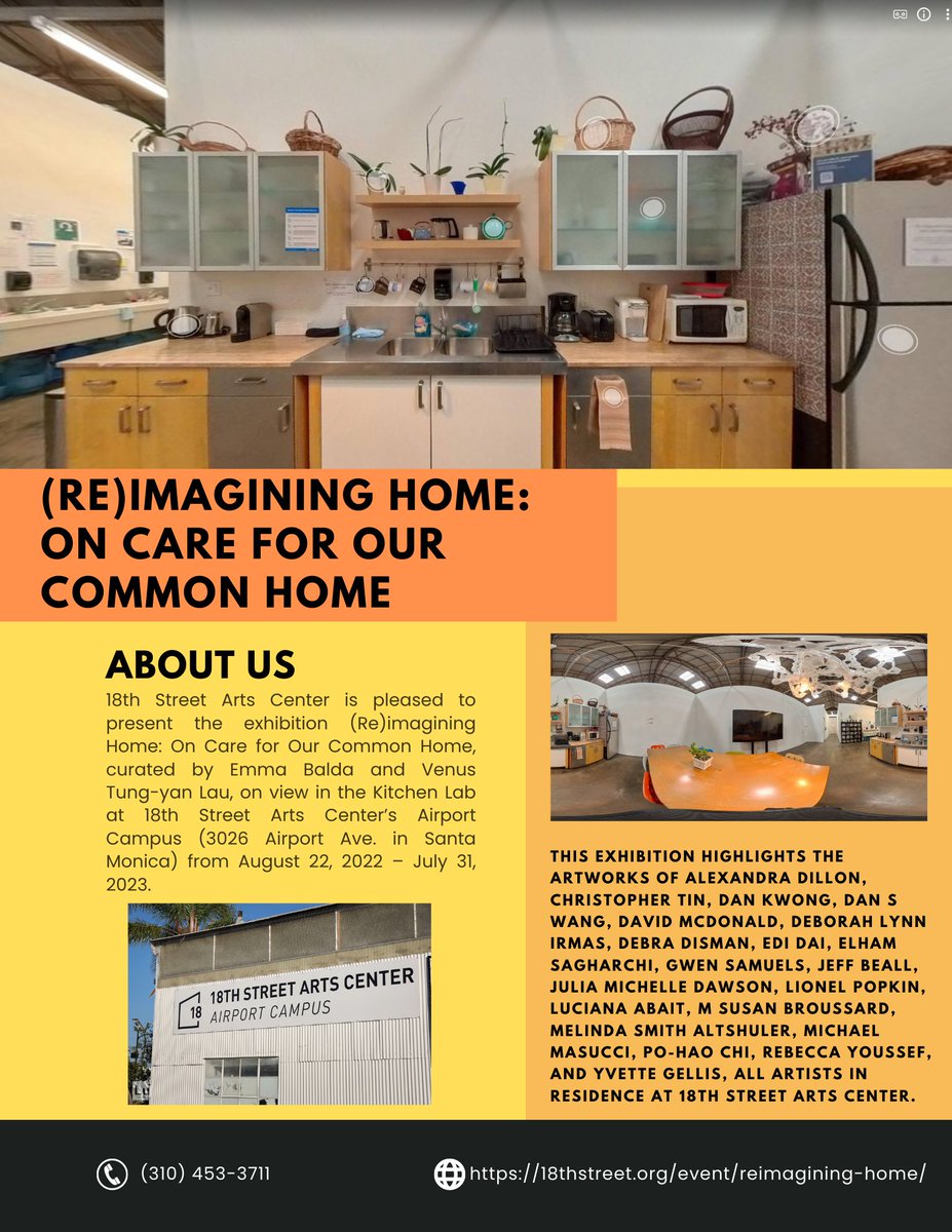 18th Street Arts Center is pleased to present the exhibition (𝙍𝙚)𝙞𝙢𝙖𝙜𝙞𝙣𝙞𝙣𝙜 𝙃𝙤𝙢𝙚: 𝙊𝙣 𝘾𝙖𝙧𝙚 𝙛𝙤𝙧 𝙊𝙪𝙧 𝘾𝙤𝙢𝙢𝙤𝙣 𝙃𝙤𝙢𝙚, curated by Emma Balda and Venus Tung-yan Lau, on view at 18th Street Arts Center’s Airport Campus.

Info: 18thstreet.org/event/reimagin…