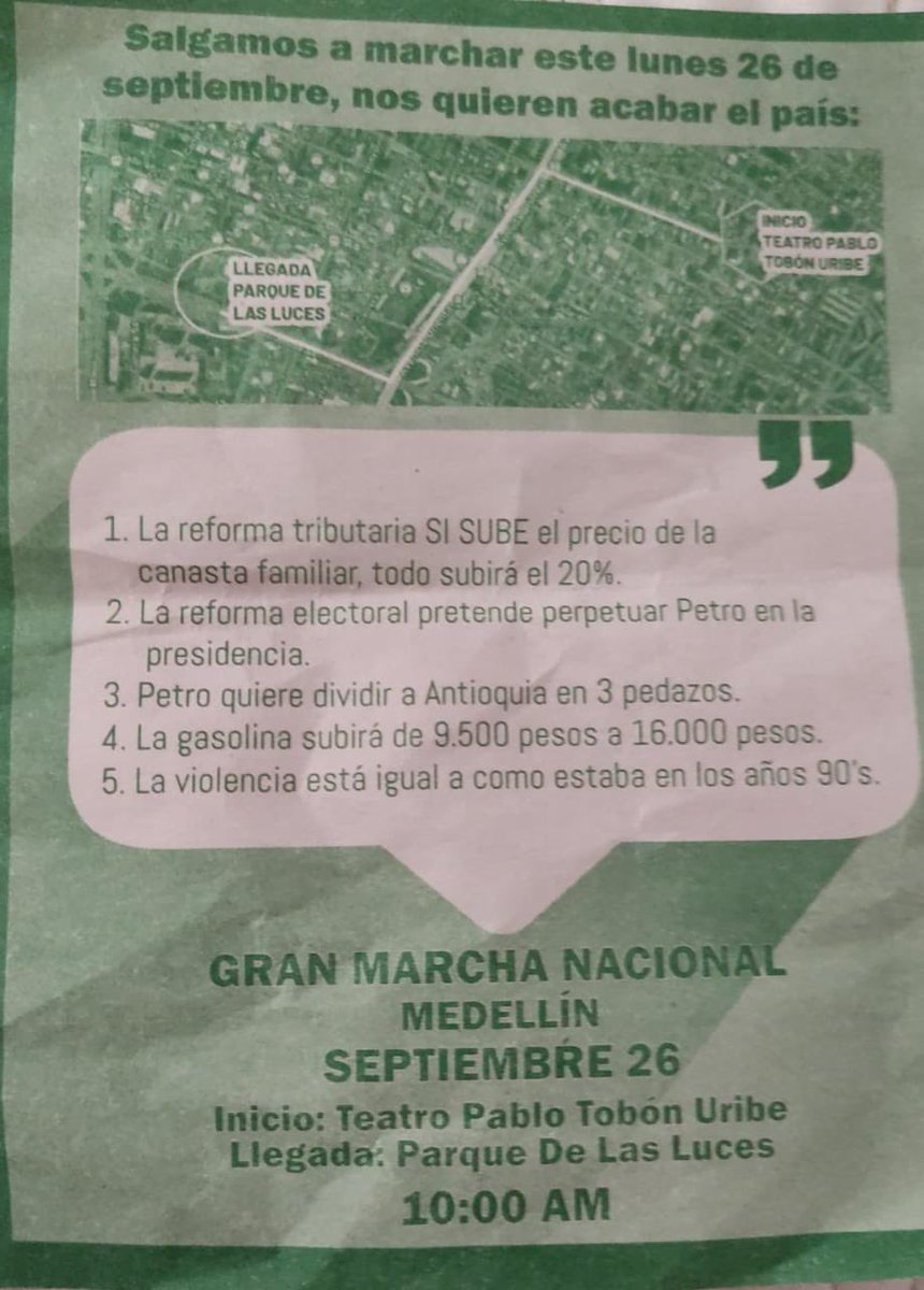 #EsUnaBurrada la campaña sucia de la derecha. Qué sucios:
1- Tributaria no grava canasta familiar
2- Petro no se perpetúa en el poder
3- Petro no partirá Antioquia en 3 partes
4-La gasolina no subirá 6.500 sino $200
RT Ayúdenme a desmentir esta infamia. Toda la vida engañando.