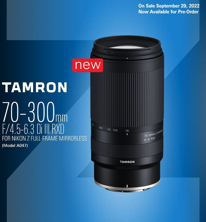 ThePhotoCenter's tweet photo. Introducing #Tamron’s #Nikon Z mirrorless cameras, the 70-300mm F/4.5-6.3 Di III RXD.The lightest telephoto zoom for full-frame mirrorless. This #lens achieves high precision, quiet AF, as well as extreme portability On sale #September 29, 2022 for only $699. https://t.co/3CTNoyc4PN