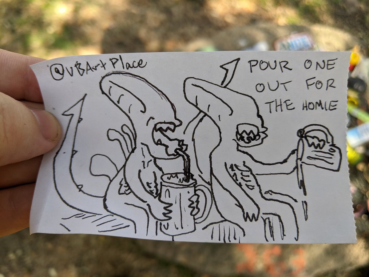 VBArtPlace's tweet photo. Poured one out for the homie at #AuroraCemetery, meaning I left a little art on the #alien #grave of the unknown pilot cos I was passing through https://t.co/yI1xim2CmU